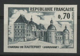 N° 1596 ESSAI NON DENTELE CHATEAU DE HAUTEFORT. 25ct Gris-bleu. Neuf ** (MNH). TB - Color Proofs 1945-…