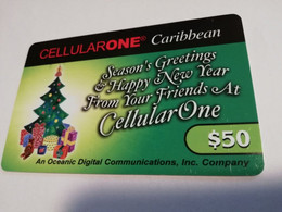 St MAARTEN  Prepaid  $50,- CELLULAIRONE CARIBBEAN   CHRISTMAS TREE       Fine Used Card  **4075** - Antillen (Niederländische)