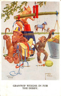 Lawson WOOD * CPA Illustrateur * Singes Et Cochon Humanisé * Monkey Pig * Balance Marché Market - Wood, Lawson