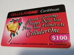 St MAARTEN  Prepaid  $100,- CELLULAIRONE CARIBBEAN   SEASONS GREETINGS        Fine Used Card  **4076** - Antillen (Niederländische)