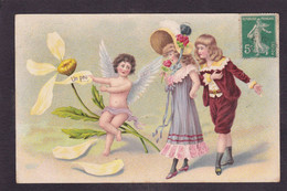 CPA Angelot Anges Ange Angel Enfants Marguerite Fleur Circulé - Angels