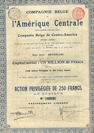 Action Privilégiée De 250 Frcs - Compagnie Belge De L'Amérique Centrale - Compania Belga De Centro-America - 1900. - Industrie