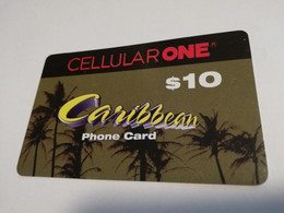 St MAARTEN  Prepaid  $10,- + $20,- CELLULAIR/ONE 2 CARDS PALMTREES          Fine Used Card  **4085** - Antilles (Neérlandaises)