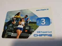 CURACOA DUTCH $3,- CHIPPIE/GSM PREPAID    FINE  USED      ** 4095** - Antilles (Netherlands)