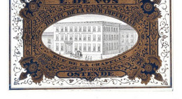 1Carte Visite E. De Vos HOTEL De La Cour Imperiale Rue De La Chapelle OSTENDE  Lith.Daveluy   12x8cm - Porzellan