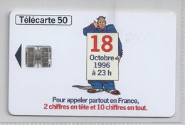 FR.- France Telecom. Télécarte. 18 OCTOBRE 1996 A 23h. 2 CHIFFRES EN TETE,ET 10 CHIFFRES EN TOUT. POUR APPELER PARTOUT - Rompecabezas