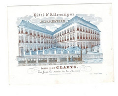 1 Carte Visit  Hôtel D'Allemagne  Ostende  Mr Claeys  En Face De La Station  Litho.De Lay  13x9,5 Cm - Porcelaine