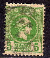 GREECE GRECIA ELLAS 1889 1891 1895 HERMES MERCURIO LEPTA 5L USATO USED OBLITERE' - Otros & Sin Clasificación