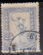 GREECE GRECIA HELLAS 1901 HERMES MERCURY MERCURIO LEPTA 25l USED USATO OBLITERE' - Otros & Sin Clasificación