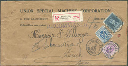 N°281-285-320 - Affr. KEPI-LIONS à 2Fr.45 Obl. Sc BRUXELLES 5 sur Enveloppe Recommandée Au Tarif Echantillon Sans Valeur - 1931-1934 Quepis