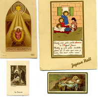 LOT De 3 Images Religieuses Avec La Crèche Et 1 Carte - - Images Religieuses