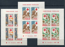 RC 19519 TOGO COTE 22,50€ BF N° 2 / 3 / 4  CROIX ROUGE BLOCS FEUILLETS NEUFS ** MNH TB - Togo (1960-...)