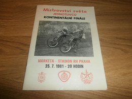 Speedway , Prag 25.07.1981 , WM Finale , Programmheft / Programm / Rennprogramm , Program !!! - Motor Bikes