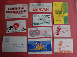 LOT 10 BUVARDS BLOTTING PAPER ARDOISES ANJOU CIRE CHAUSSURES PALMOLIVE CINACROME CIRAGE  BAS CHAUSSETTES MATELAS HABITS - Collections, Lots & Séries