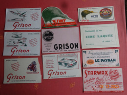 LOT 10 BUVARDS BLOTTING PAPER CIRAGE GRISON AVION ATOMIQUE HÉLICOPTÈRE PAPILLON DB PANHARD CIRAGE KIWI CIRE GRAINES - Verzamelingen & Reeksen