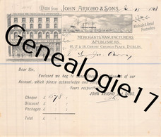 96 2771 IRLANDE IRELAND DUBLIN 1908 Merchants Publishers JOHN ARIGHO Christ Church Place - Ver. Königreich