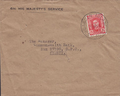 Australia ON HIS MAJESTY's SERVICE Naval Base GARDEN ISLAND 1943 Cover Brief Commonwealth Bank Of Australia SYDNEY - Officials