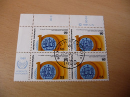 TIMBRES  NATIONS  UNIES  ( Vienne )     ANNEE  1979-80   BLOC  DE  4     OBLITERES  N  21 - Oblitérés