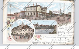 0-5904 GERSTUNGEN, Lithographie, Bahnhof Mit Zug, Schloß, Werrabrücke, Ecke Hinterklebt - Bad Salzungen