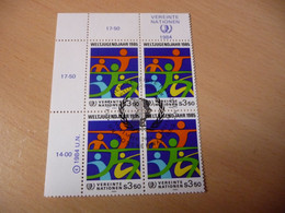 TIMBRES  NATIONS  UNIES  ( Vienne )     ANNEE  1984   BLOC  DE  4     OBLITERES  N  45 - Oblitérés