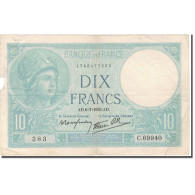 France, 10 Francs, Minerve, 1939, Platet Strohl, 1939-07-06, B+, Fayette:07.04 - 10 F 1916-1942 ''Minerve''