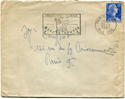 FRANCE LETTRE DEPART PARIS 21-11-1957 R. DUC AVEC FLAMME ILLUSTREE " PARACHUTISTES COLONIAUX BERETS ROUGES " POUR LA.... - 1955-1961 Marianna Di Muller