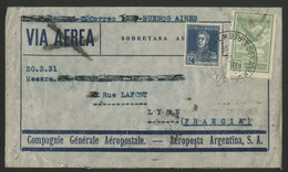 ARGENTINE Enveloppe Par Avion En 1931 Pour La France Via L'Aéropostale (voir Description) - Covers & Documents