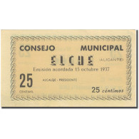Billet, Espagne, 25 Centimos, Blason, 1937, 1937, NEUF - Andere & Zonder Classificatie