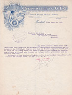 Fattura  Comm.  -  Madrid ,  Accessori Automobile " Suministros G.F.G. "  -  Formato Cm. 20,8 X 27,6 - España