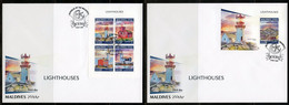 Maldives 2018, Lighthouses, 4val In BF +BF In 2FDC - Maldives (1965-...)