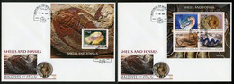 Maldives 2019, Shells And Fossils, 4val In BF +BF In 2FDC - Maldives (1965-...)