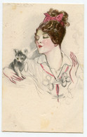 Illustrateur Mauzan. Femme à La Cigarette. Petit Chat. - Mauzan, L.A.