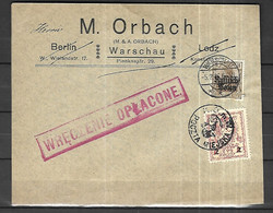 Pologne Lettre Recommandée   Commerciale  Du 05  02  1916   Warschau - Briefe U. Dokumente