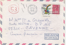 VIGNETTE ECOLE PUBLIQUE +BEQUET 80C SUR LETTRE PARIS 21/6/1976 POUR CAYENNE GUYANE - Lettres & Documents