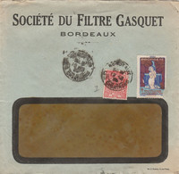 FACHI 50C + VIGNETTE TUBERCULOSE (coupé) SUR ENV STE DU FILTRE GASQUET BORDEAUX - Cartas & Documentos