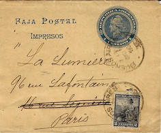 1903 - Faja Postal  E P 1 Centavo + 2 Centavos Pour La France - Cartas & Documentos