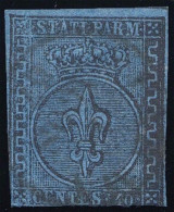1852 PARMA 40 CENT. AZZURRO N.5 USATO  - USED - Parma