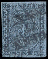 1852 PARMA 40 CENT. AZZURRO CHIARO N.5a USATO SPLENDIDO - USED LUXUS - Parme