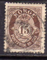 NORWAY NORGE NORVEGIA NORVEGE 1893 1908 POST HORN CORNO POSTALE NUMERAL CIFRA 15o USATO USED OBLITERE' - Sonstige & Ohne Zuordnung