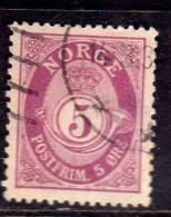 NORWAY NORGE NORVEGIA NORVEGE 1910 1929 1922 POST HORN CORNO POSTALE NUMERAL CIFRA 5o USATO USED OBLITERE' - Altri & Non Classificati