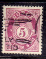 NORWAY NORGE NORVEGIA NORVEGE 1910 1929 1922 POST HORN CORNO POSTALE NUMERAL CIFRA 5o USATO USED OBLITERE' - Other & Unclassified