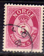 NORWAY NORGE NORVEGIA NORVEGE 1910 1929 1922 POST HORN CORNO POSTALE NUMERAL CIFRA 5o USATO USED OBLITERE' - Sonstige & Ohne Zuordnung