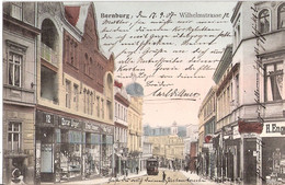 BERNBURG Saale Wilhelmstraße Color Straßenbahn Tram Geschäfte TOP-Erhaltung 17.9.1907 Gelaufen - Bernburg (Saale)