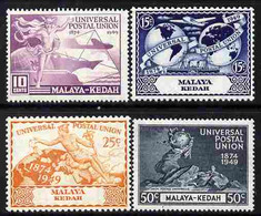 Malaya - Kedah 1949 KG6 75th Anniversary Of Universal Postal Union Set Of 4 Mounted Mint, SG 72-75 - Kedah