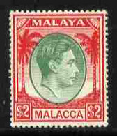 Malaya - Malacca 1949-52 KG6 $2 Green & Scarlet Mounted Mint SG 16 - Malacca