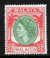 Malaya - Malacca 1954-57 QEII $2 Green & Scarlet Mounted Mint SG 37 - Malacca