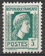 France 1944. Scott #489 (M) Marianne D'Alger - 1944 Coq Et Maríanne D'Alger