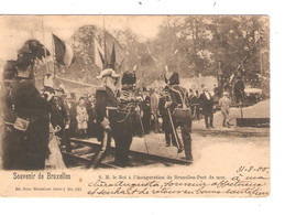 REF2514/ CP-PC Souvenir De Bruxelles S.M. Le Roi Léopold II à L'Inauguration De Bruxelles-Port De Mer Animée-Militaires - Fêtes, événements
