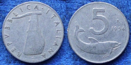 ITALY - 5 Lire 1954 R KM# 92 Republic Lira Coinage (1946-2001) - Edelweiss Coins - Autres & Non Classés
