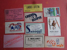 LOT 10 BUVARDS BLOTTING PAPER POSTE TSF GENDARMES BAIGNOL SANOGYL ECLIPSE LUTETIA EXCEL MIALARET LYON PRESERVATRICE - Colecciones & Series